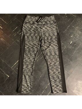 NWT Black Marbles Sheer Sides Leggings